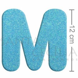Letra em EVA Azul Bebê com Glitter - M