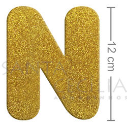 Letra em EVA Ouro com Glitter - N