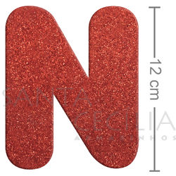 Letra em EVA Vermelho com Glitter - N