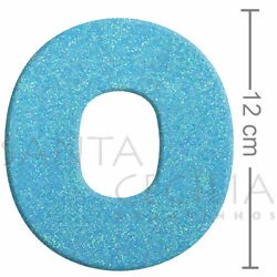 Letra em EVA Azul Bebê com Glitter - O