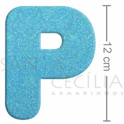 Letra em EVA Azul Bebê com Glitter - P