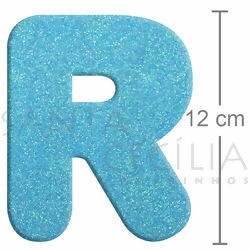Letra em EVA Azul Bebê com Glitter - R