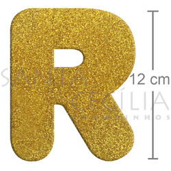 Letra em EVA Ouro com Glitter - R