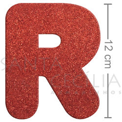 Letra em EVA Vermelho com Glitter - R