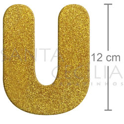 Letra em EVA Ouro com Glitter - U