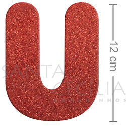 Letra em EVA Vermelho com Glitter - U