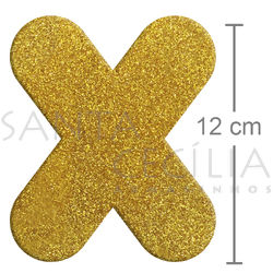 Letra em EVA Ouro com Glitter - X