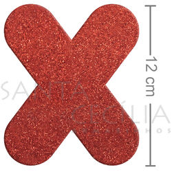 Letra em EVA Vermelho com Glitter - X