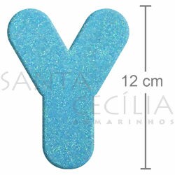 Letra em EVA Azul Bebê com Glitter - Y