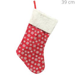 Bota de Natal 39cm - Ref. 22480 - Vermelha com Flocos