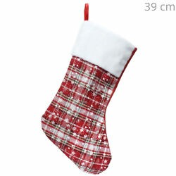 Bota de Natal 39cm - Ref. 22480 - Xadrez Vermelha Flocos de Neve