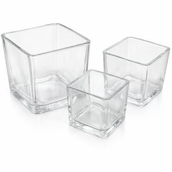 kit Mini Vasos de Vidro - 7x7,5cm - 6x6cm - 5x5cm