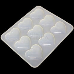 Molde de Silicone para Resina 9 Cavidades - Coração - Ref. SM002