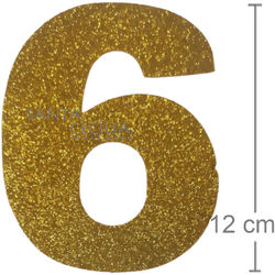 Número em EVA Glitter Ouro - 6
