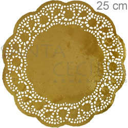 Toalha Rendada de Papel Ouro 25 cm - 20 unidades