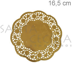 Toalha Rendada de Papel Ouro 16,5 cm - 20 unidades