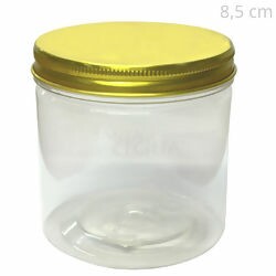 Potinhos para Lembrancinhas Plástico Redondo 370 ml - Tampa Dourada