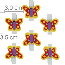 Pregador Mini Borboleta Amarela 1304-3 - 6 unid. Lembrancinha