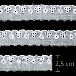 Bordado Inglês 2,5cm x13m - Ref. CTB-61 Branco