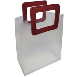 Sacola Translúcida com Alça de Couro Sintético 19  x 17 x 8 cm Ref. 19178