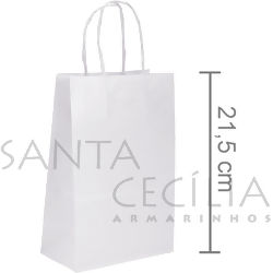 Sacola de Papel Pequena 21,5 x 17 x 8 cm - 10 unid. - Branca 