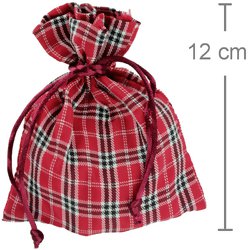 Saquinho de Tecido 10 x 12 cm - 10 unidades - Xadrez Vermelho e Preto