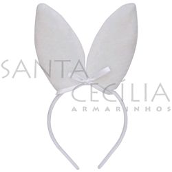 Tiara de Coelho Branca com Laço