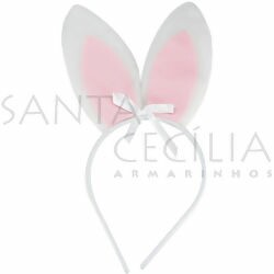 Tiara de Coelho Rosa Claro com Laço