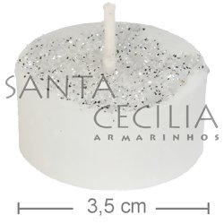 Vela Réchaud Branca com Glitter Prata - 6 unidades