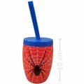 Lembrancinha Copo Plástico Com Canudo 300ml - Aranha 