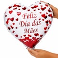 Balão Coração Dia das Mães 18 Polegadas Branco