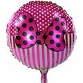 Balão Metal Redondo Laço Pink com Poá Branco  