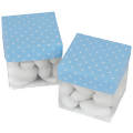 Caixinha de Acetato c/ Tampa de Papel 5x5cm - 10 unid - Azul c/ Poá Branco