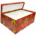 Caixa de Presente 10 unid. - Ref. 7486 Vermelha Flocos Ouro