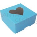 Caixa para Bem Casado c/ Visor Coração - 7x7x3 cm - 10 unid - Azul