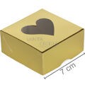 Caixa para Bem Casado c/ Visor Coração - 7x7x3 cm - 10 unid - Ouro