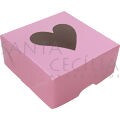 Caixa para Bem Casado c/ Visor Coração - 7x7x3 cm - 10 unid - Rosa