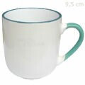 Caneca em Cerâmica 300ml Ref. MZ- 60337 - Branca com Alça Verde 