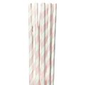 Canudo de Papel Listrado Rosa Bebê - 12 un.