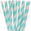 Canudo de Papel Listrado Azul Claro - 12 un.