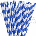 Canudo de Papel Listrado Azul Royal - pacote com 25 un.