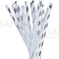Canudo de Papel Listrado Prata - 12 un.