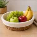 Cesta em palha Natural com Forro Redonda Ref. 24247