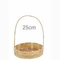Cesta de Bambu e Palha Trançada Redonda 25cm - R$10,90