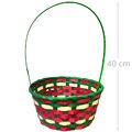 Cesta de Bambu Redonda Vermelha e Verde - Ref. NTW30036