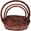 Cesta de Rattan Oval Marrom - Ref. W6 - KIT com 3 unidades