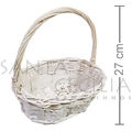 Cesta de Rattan Oval Branca Ref. W6-5 - kit com 3 unidades