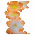 Colar Havaiano Flores em Tecido Cores Laranja e Branco