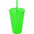 Copo Plástico Com Canudo e Tampa 550ml - Verde Neon