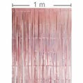 Cortina Metalizada 1x2m Franja - Rose Gold Holográfica
